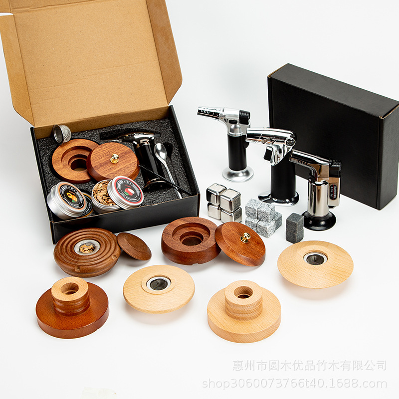 木製燻製器 カクテル・ワイン燻製器 分子料理人気商品 果樹屑燻製セット|undefined