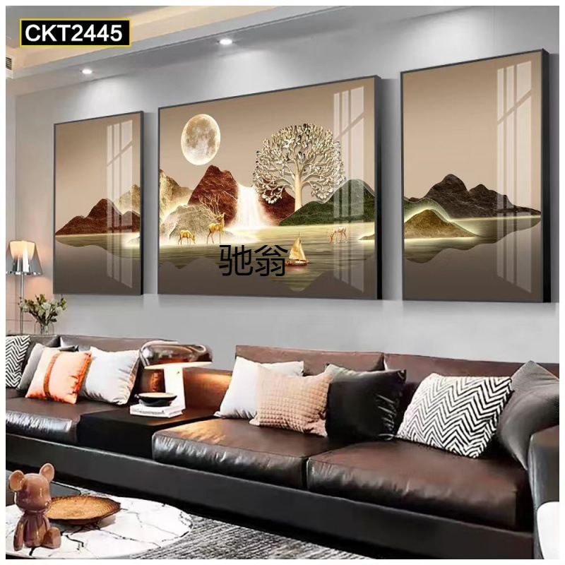 N living room atmospheric decorative painting light luxury triptych…