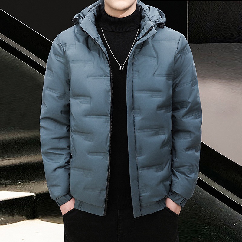 Transfronterizo chaqueta de plumón ligera hombre invierno nueva moda cálida chaqueta de plumón negro con capuchón chaqueta de hombre puede abrirse