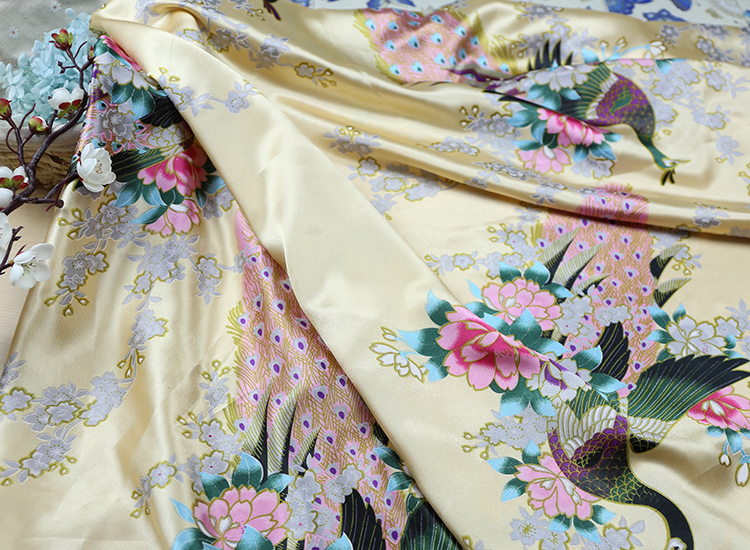 tela de seda impresa de flores tela de seda ropa antigua tela de prenda de ropa china tela de impresión de flores de plantas DIY