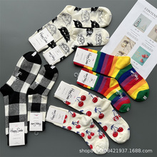 happysocks亲子袜卡通童袜成人瑞典潮牌明星同款棉质四季中筒袜子