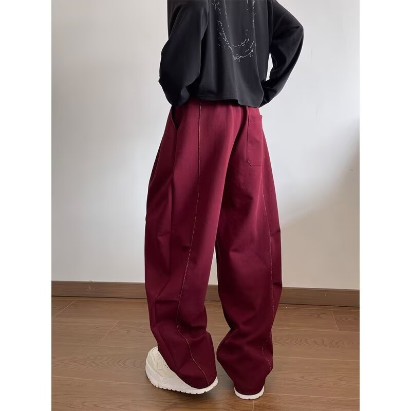 American Retro cleanfit Scimitar Pants Men and Women's Handsome Wear Casual Wide Leg Pants Bf Lazy Wind Draping Pants