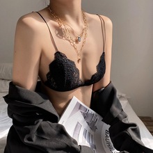 法式三角杯美背前扣小胸无钢圈内衣女超薄款夏季蕾丝纯欲细带文胸