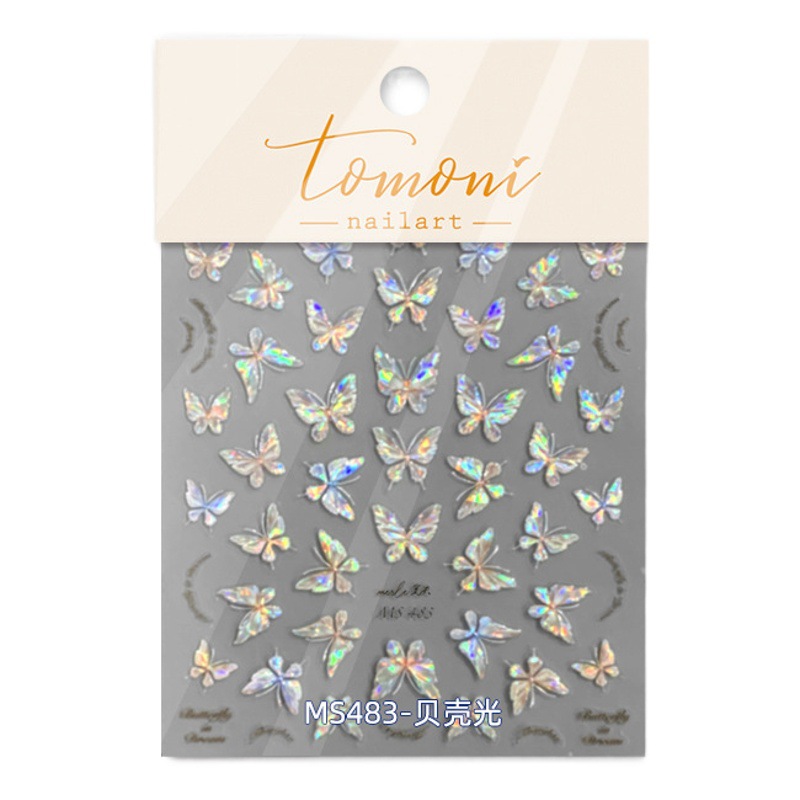 Tomoni Shell luz uñas pegatinas sin pérdida cooperación melocotón Minnie lindo uñas pegatinas al por mayor mariposa MS483