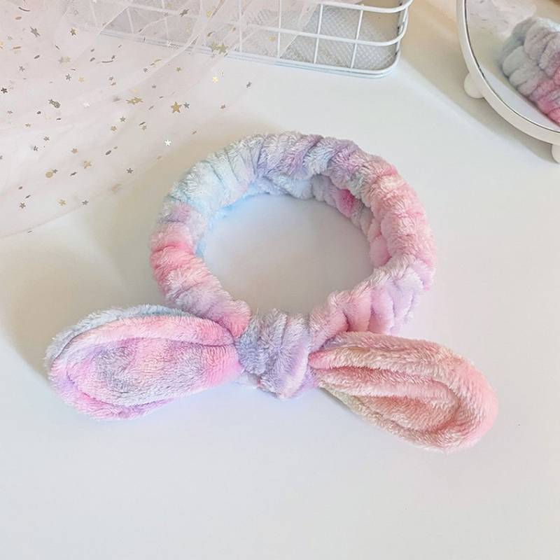 Europa y América transfronteriza arco colorido banda de pelo femenino cara lavado maquillaje elástico banda de pelo de felpa diadema accesorios para el cabello al por mayor