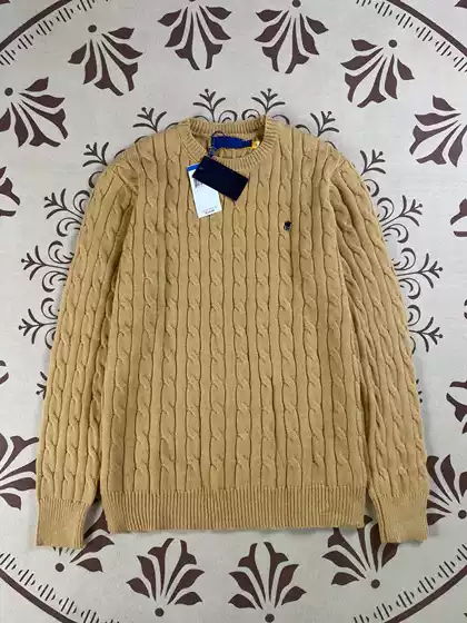 RL Ralph Lauren小马标圆领毛衣针织衫男麻花刺绣保暖情侣上衣女内搭