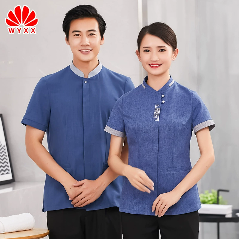 Отель Чайный домик Рабочая одежда для уборки недвижимости с коротким рукавом Гостиничное белье Дышащая рабочая одежда официанта Летние женщины