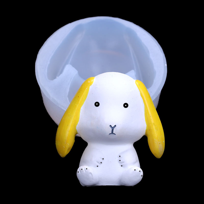 DIY linda piedra de expansión de conejo, clip de salida de aire de coche, molde de silicona, molde de decoración de pastel de conejito de orejas caídas