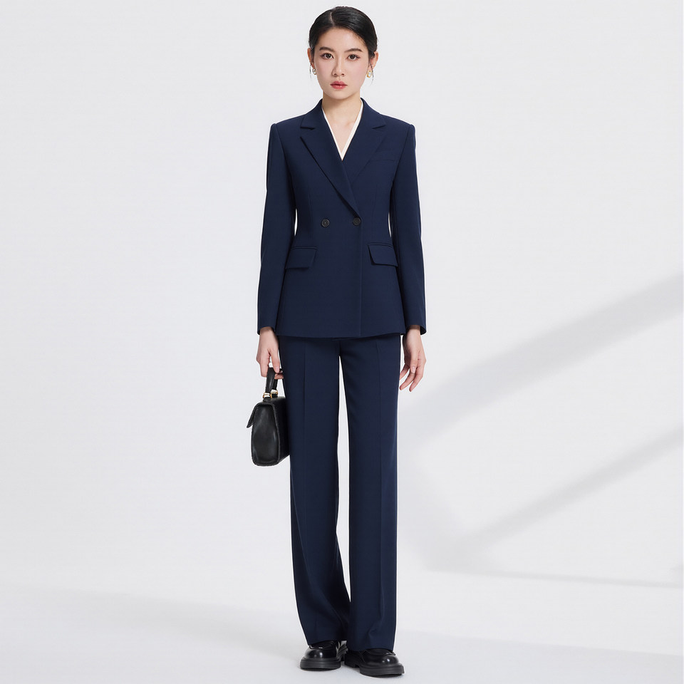Áo vest nữ ôm dáng dài tay phong cách công sở, phù hợp phỏng vấn và đi làm — Xanh tím than [Áo vest đơn], Áo vest đen, Bộ vest màu xanh navy [áo vest + quần], Bộ vest đen [Áo vest + Quần]