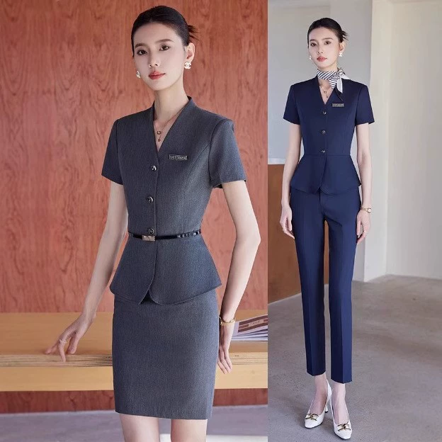 Летний профессиональный костюм с короткими рукавами Женский салон красоты Ювелирный магазин Рабочая одежда на стойке регистрации отеля