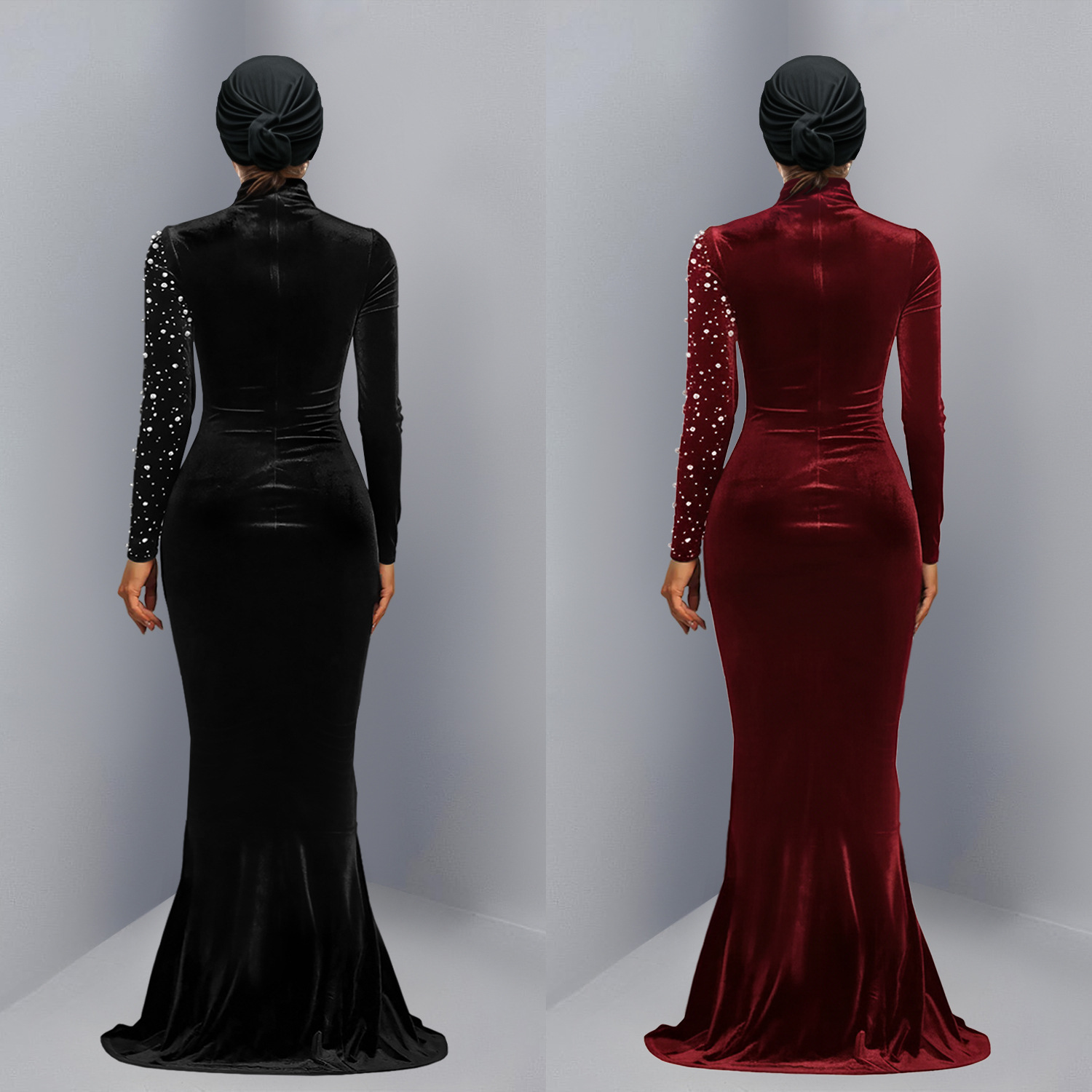 C7616 Aliexpress transfronterizo Amazon Europa y América de moda moda femenina temperamento elegante de seda de diamante vestido de vestido