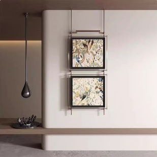 New Chinese Style High-End Atmosphere Lamp Decorative Painting Restaurant Private Room Lighting Painting Wall Lamp Hotel Club Metal Hanging Rod Hanging Painting