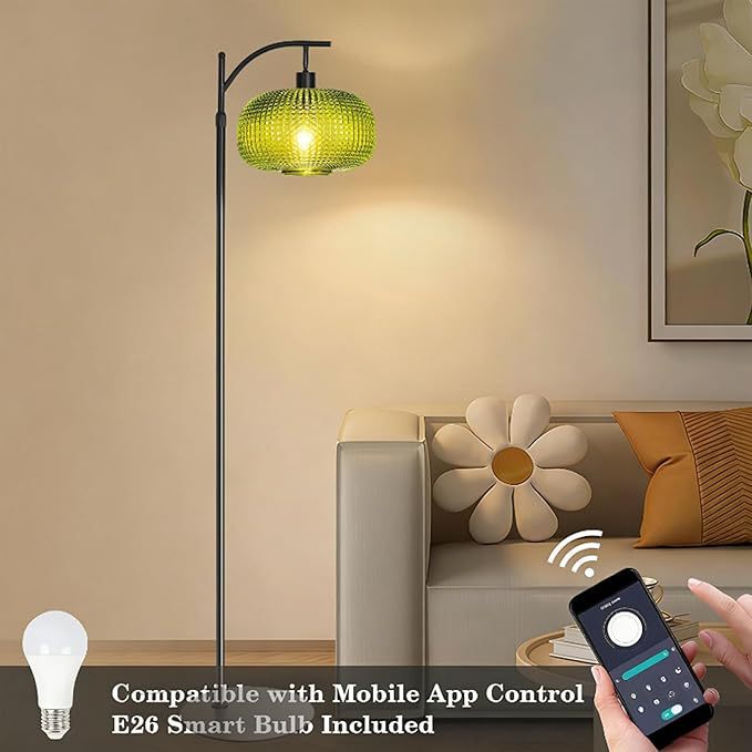 Golden Glass Floor Lamp with Adjustable Height, Nordic Modern Minimalist Style for Indoor Lighting