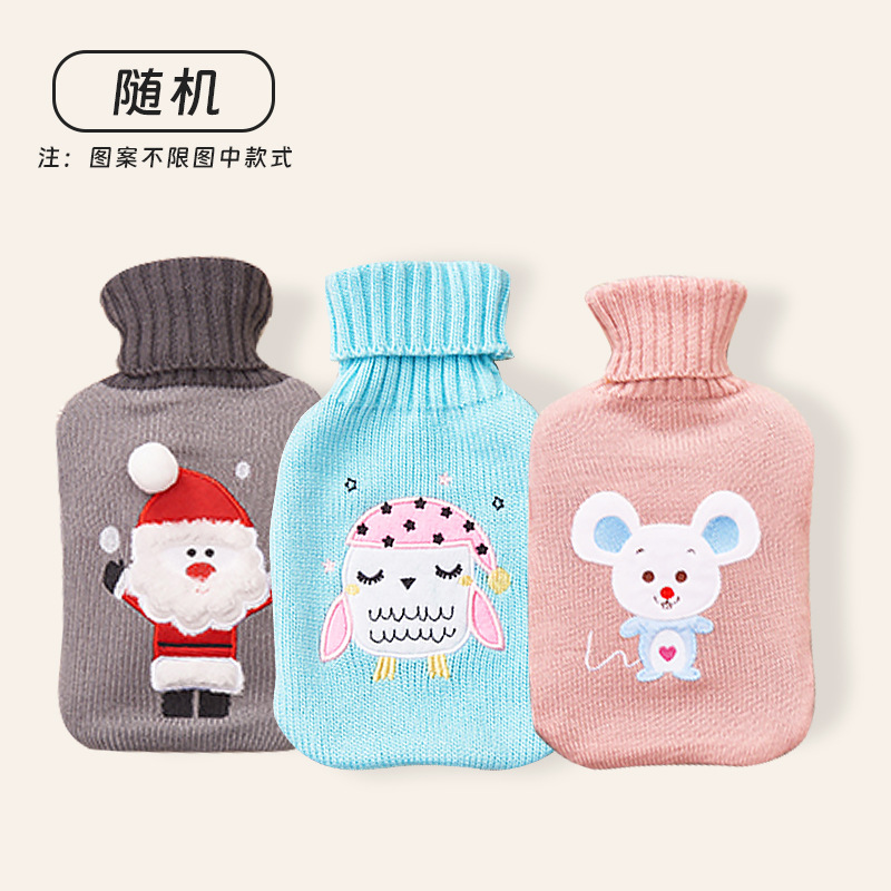 Le Xueer bolsa de agua caliente linda bolsa de agua caliente de goma de riego cubierta de tela de punto inyección de agua a prueba de explosiones calentador de manos de dibujos animados al por mayor