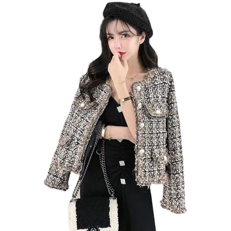 Элитная короткая куртка, стиль Chanel, осень, для подростков, приталенная, западный стиль