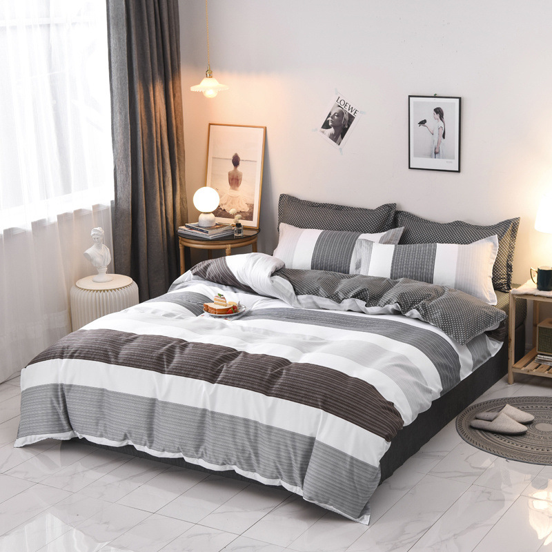 Impresión de viento simple en la cama de cuatro piezas sábanas cubierta Jiangsu Nantong fábrica de ropa de cama textil dormitorio