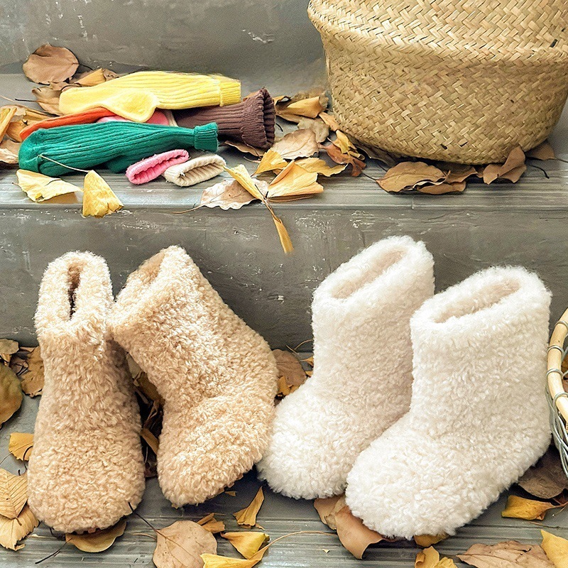 儿童中筒棉靴冬季外穿女童毛毛棉靴羊羔毛男童保暖棉鞋宝宝雪地靴|undefined