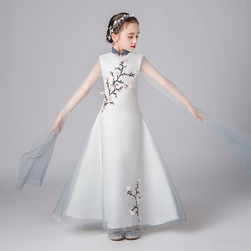 Girls cheongsam Chinese guzheng stage costumes little girl princess dress female children antique Chinese style dress in the spring