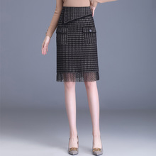 蕾丝毛线包裙2022秋季新款小个子半身裙气质优雅风修身高腰包臀裙