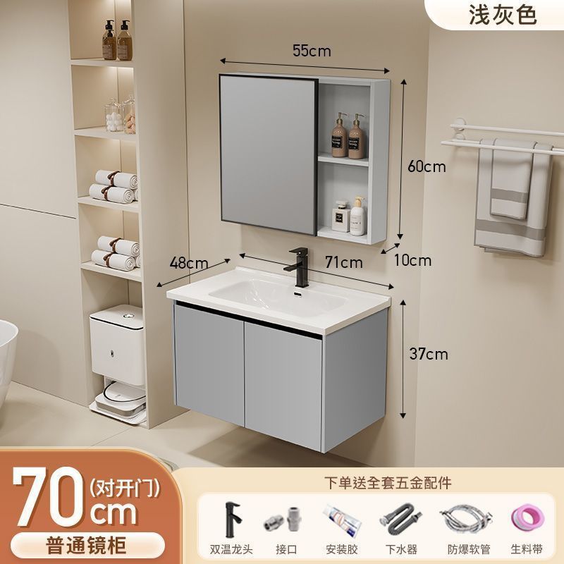 Gabinete de baño de aluminio inteligente espacial grueso combinación lavabo lavabo en cerámica lavabo fábrica de inodoro al por mayor