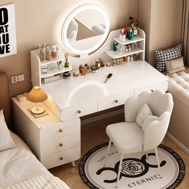 Tocador Dormitorio Moderno Simple 2025 Nuevo Espejo Cajilla de noche Dormitorio principal todo en uno Mesilla de almacenamiento Mesa de maquillaje