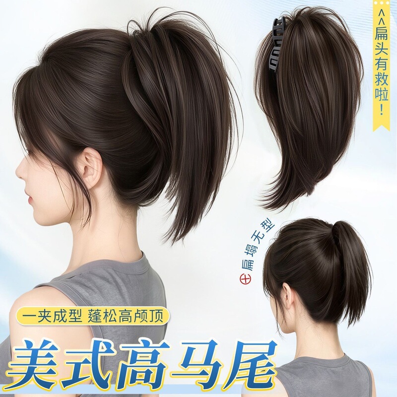 Seamless Wig Ponytail for Women, Voluminous High Ponytail Hairpiece, Clip-On Natural Seamless Wig Braid Ponytail