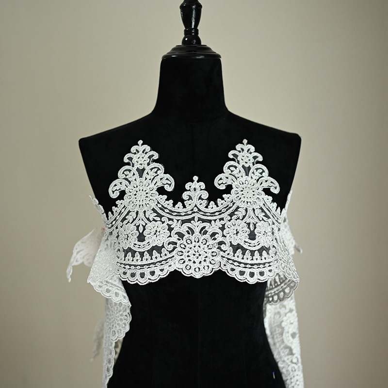 欧式新款网纱刺绣蕾丝花边贴花 婚纱礼服童装头纱窗帘配饰辅料花