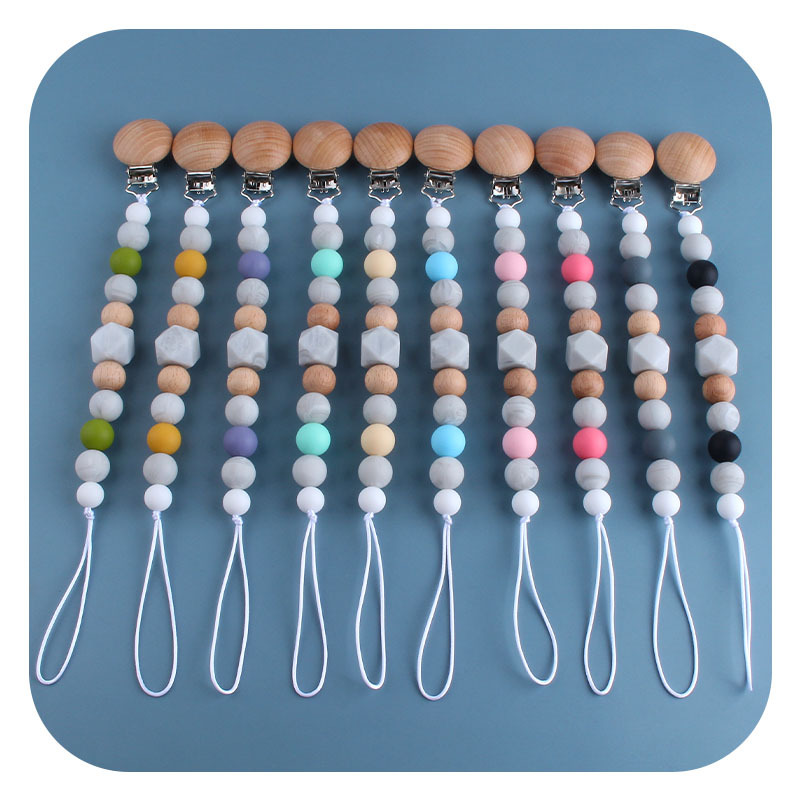 DIY bebé suministros de haya chupete clip de juguete Cadena de chupete de silicona bebé molar mordedor chupete cadena anti-perdida cadena