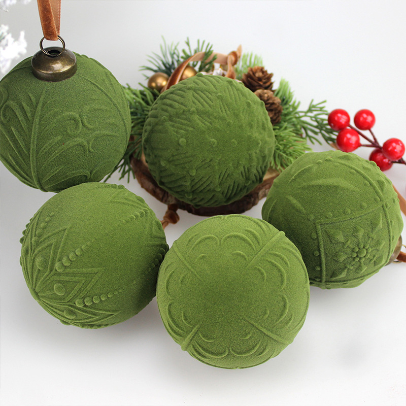 Bolas de Navidad flocado bolas de Navidad bolas de Navidad 8cm / 12pcs bolas de Navidad árbol de Navidad colgante de decoración Navidad