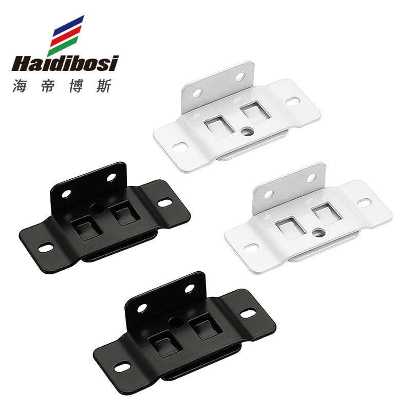 Fixed buckle two-in-one insert furniture laminate L-shaped 90 degree White connector black bracket hardware