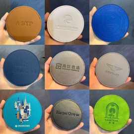 厂家直供北欧风圆形PU杯垫定制皮革隔热餐垫方形咖啡杯垫家用