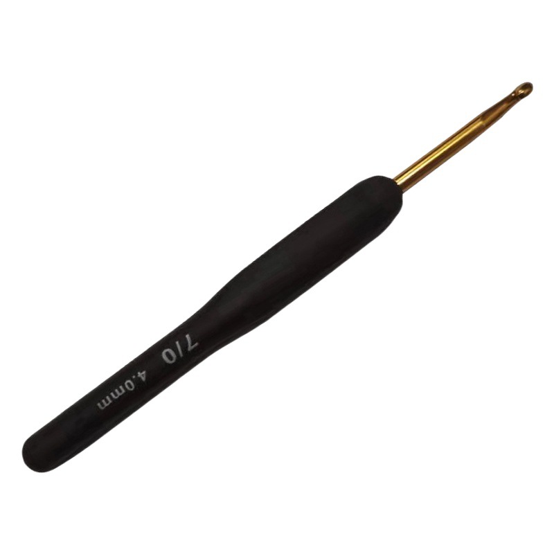 Herramienta de tejer suéter aguja TPR mango de silicona alúmina crochet mango negro oro aluminio crochet conjunto de 9 piezas