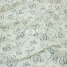全棉双层纱布 绉布 蝴蝶花布料  童装  家居服 睡衣面料