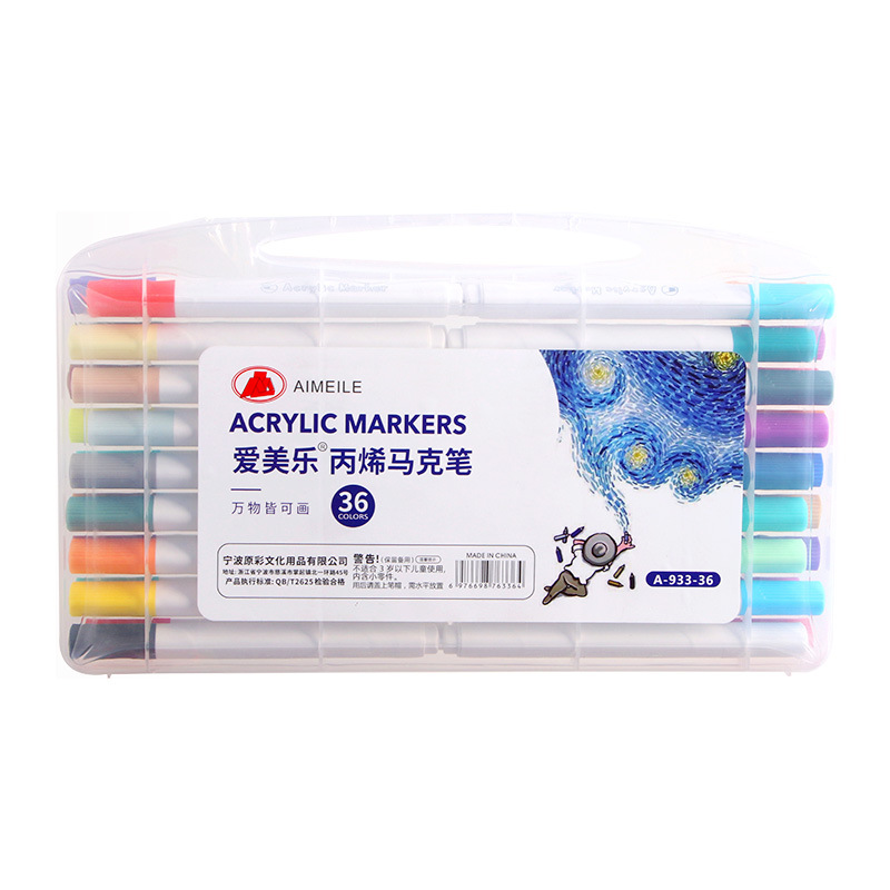 Rotulador acrílico en caja portátil creativo 36 colores para niños, papel impermeable, color apilable, pintura decorativa de graffiti