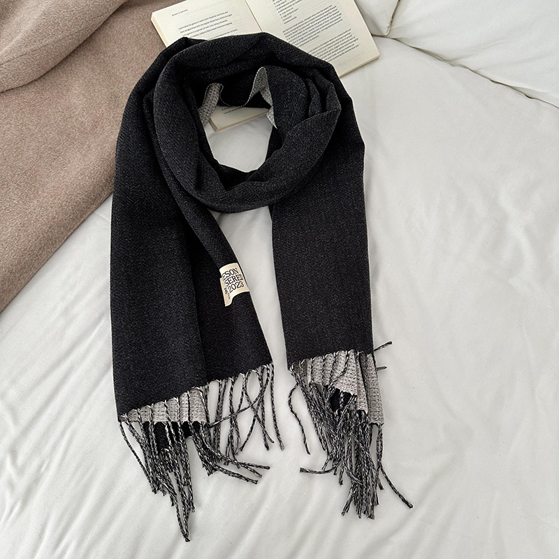 Otoño y invierno bufandas mujeres de imitación de cashmere de color sólido de alto nivel de sensación multifuncional engrosado alargado calentamiento bordas buñuelo al por mayor