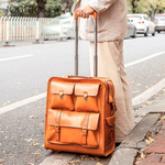 Новый натуральная кожа портативный путешествие багажник 22 дюймовый мощность тележка чемодан многофункциональный карман дэн шасси