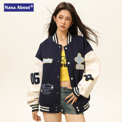 NASA春秋季美式复古贴布设计夹克棒球领潮牌保暖宽松休闲情侣外套
