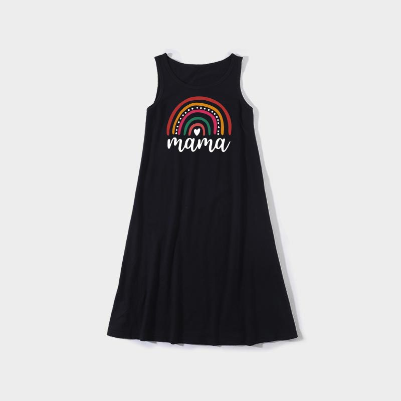Mother and daughter tank top dress creative rainbow love letters fun printing