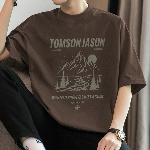 200g heavyweight American cotton t-shirt for men, short sleeve loose-fitting Oversize cotton body t-shirt for summer half-sleeve