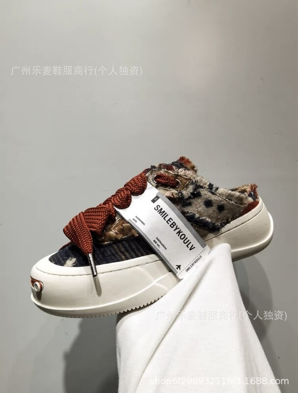 檀健次同款开口笑乞丐风帆布鞋SR~大头丑萌厚底增高7cm情侣休闲鞋|undefined