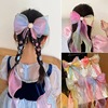 Small princess costume, rainbow hairgrip, hair accessory with bow for princess, ponytail, hairpins, gradient