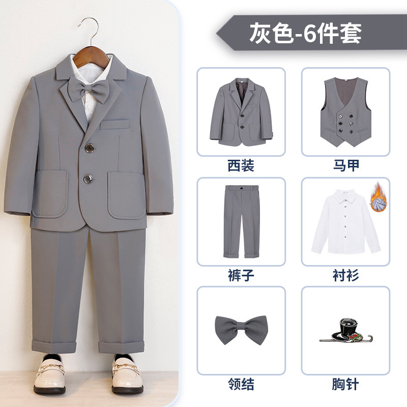 Vestido DE LOS NIÑOS guapo chico británico Caballero estilo traje de los niños pequeño traje de piano host traje de rendimiento