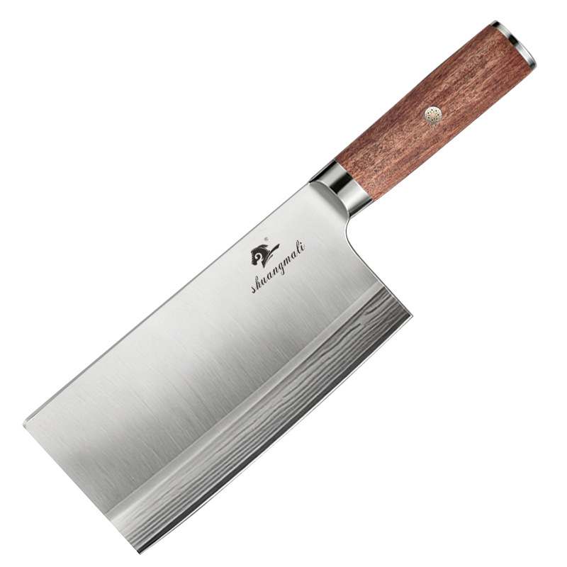 Dual caballos de fuerza Yangjiang Damasco cuchillo de cocina madera tronco flor de pera mango fuente fábrica de cuchillo de cocina doméstico