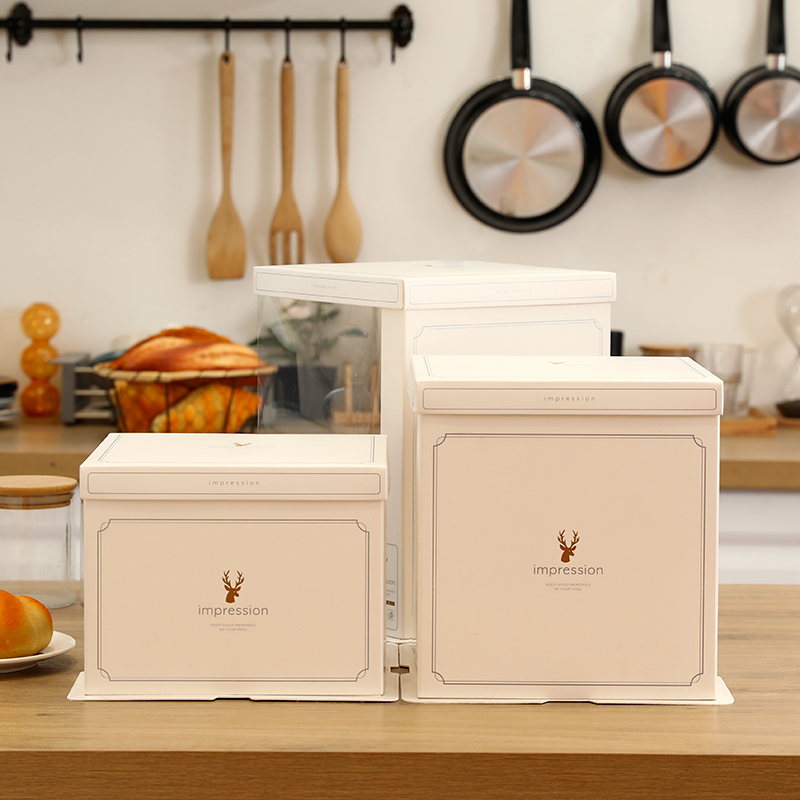 Caja de embalaje de nuevo pastel de cumpleaños translúcido 6 / 8 / 10 / 12 pulgadas caja de pastel de doble capa