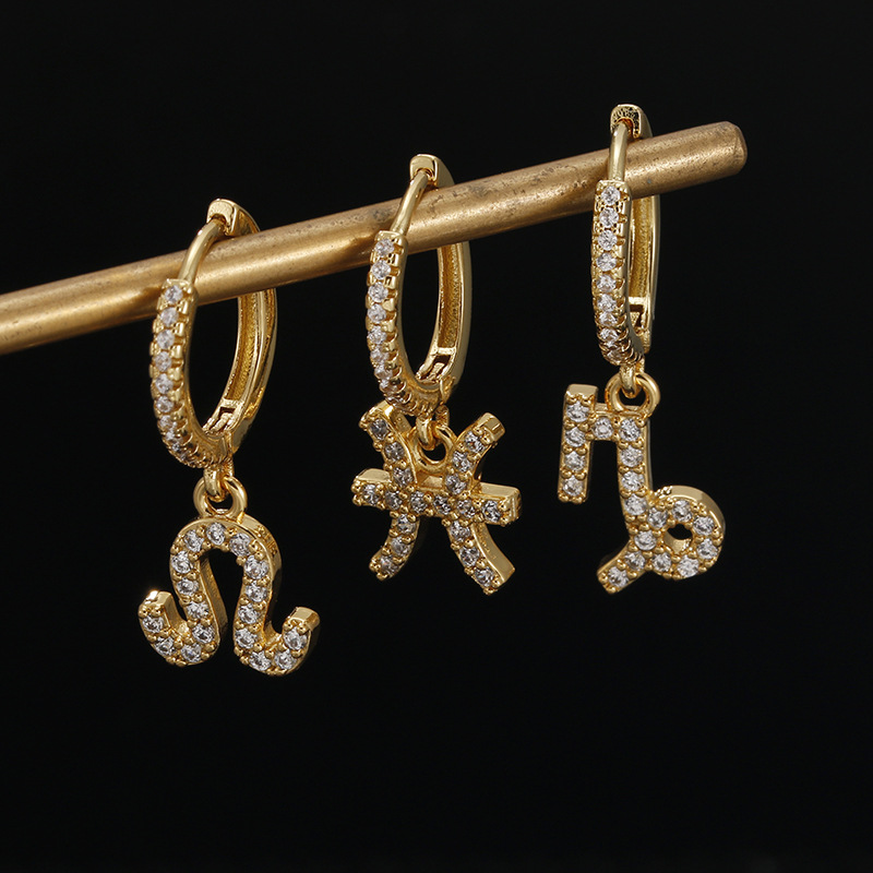 Simple Style Constellation Copper Plating Inlay Zircon Drop Earrings 1 Piece