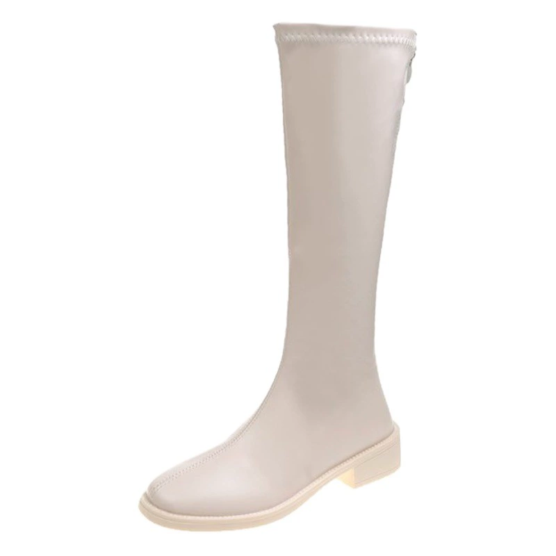 Женская обувь больших размеров 4142, но до колен осенне-зимние корейские высокие сапоги с квадратной головкой и плоским дном на низком каблуке на молнии европейские и американские рыцарские сапоги