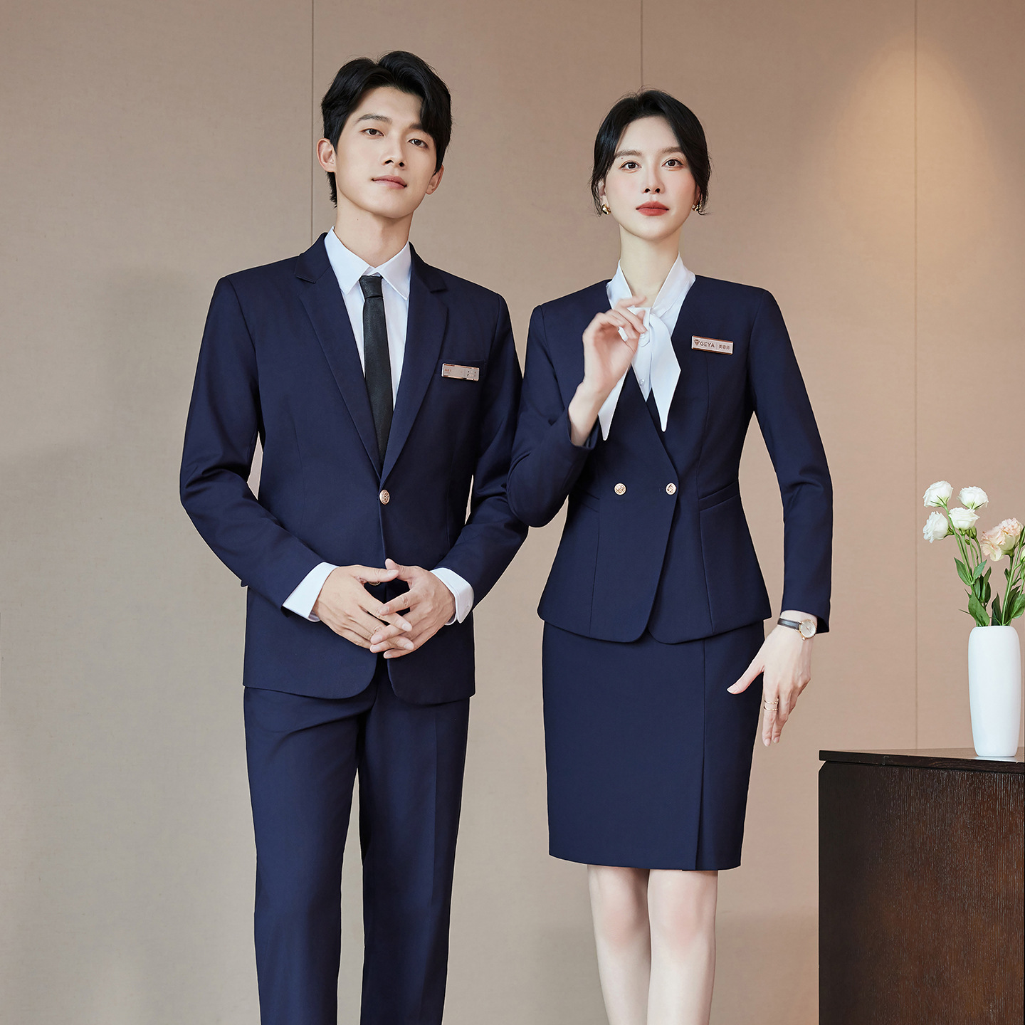 Uniforms for Male and Female Flight Attendants, Professional Suits, Beauty Hotel Front Desk Sales Department Property Workwear, Classy