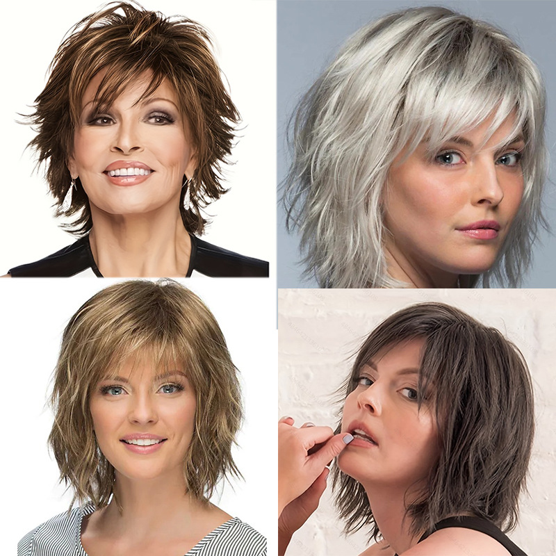 Women's Simple Style Party Stage High Temperature Wire Side Fringe Short Straight Hair Wig Net display picture 1