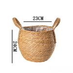 北欧网红草编花盆海草编织花盆藤编花篮藤编落地大花盆套家居装饰