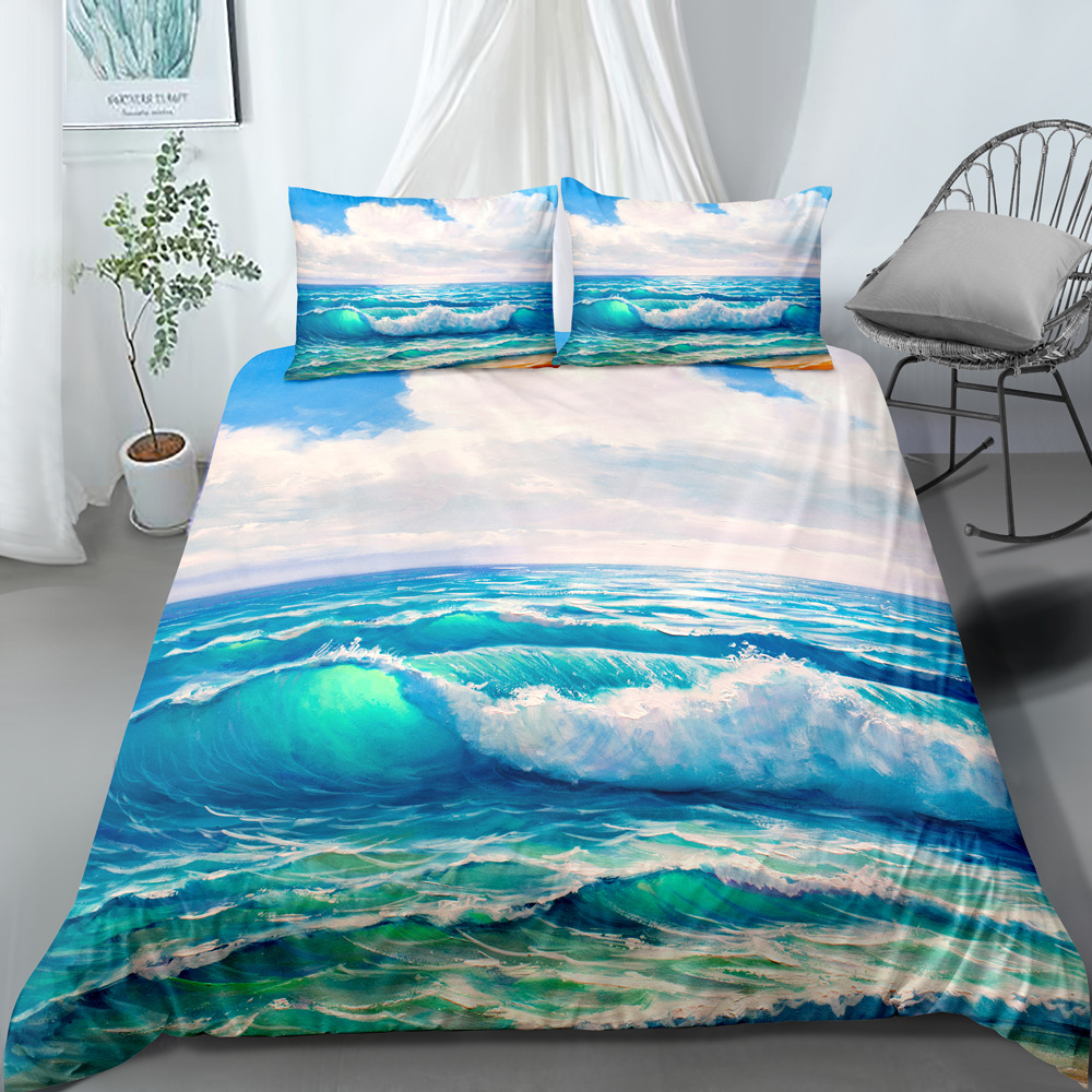 New Wave Three Piece Set with No Bed Sheet, Quilt Pillow Cover, Bedding Products Can be Ordered in Batch_voghion.com
